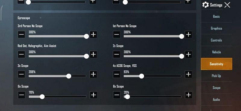 Gyroscope Setting